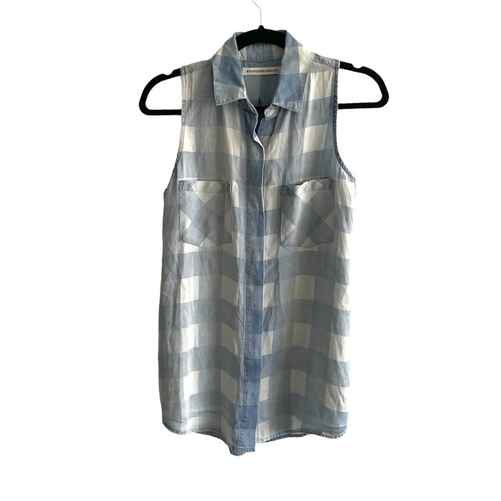STANDARD GRACE Sleeveless Blouse Chambray Blue S